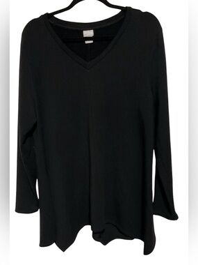 Chico’s Zenergy Black V-Neck Tunic Top | Size 3 (XL) | Soft Lyocell Stretch